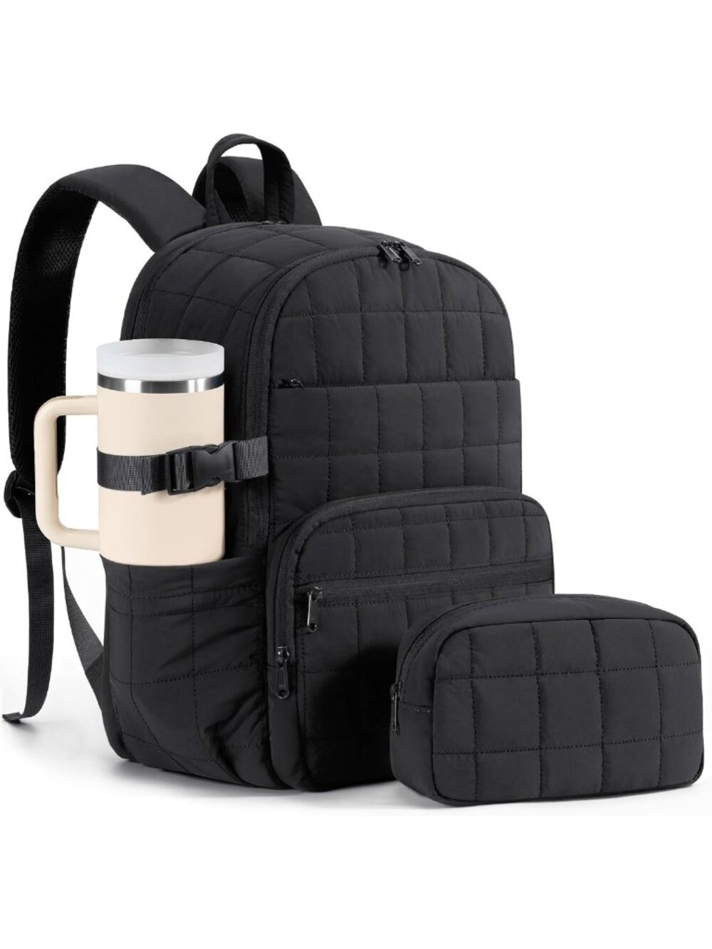 Stylish Travel Backpack for Women, 15.6" Laptop Bag, Puffer Design, College